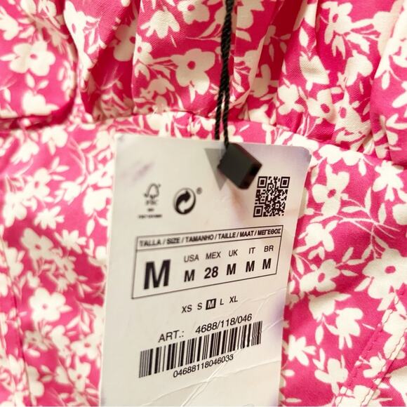 Zara Printed Corset Bodysuit Pink White Floral Medium NWT - Picture 9 of 9